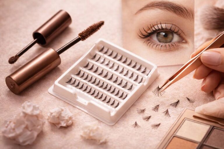 Brown Mascara and Individual Lashes for Natural Look